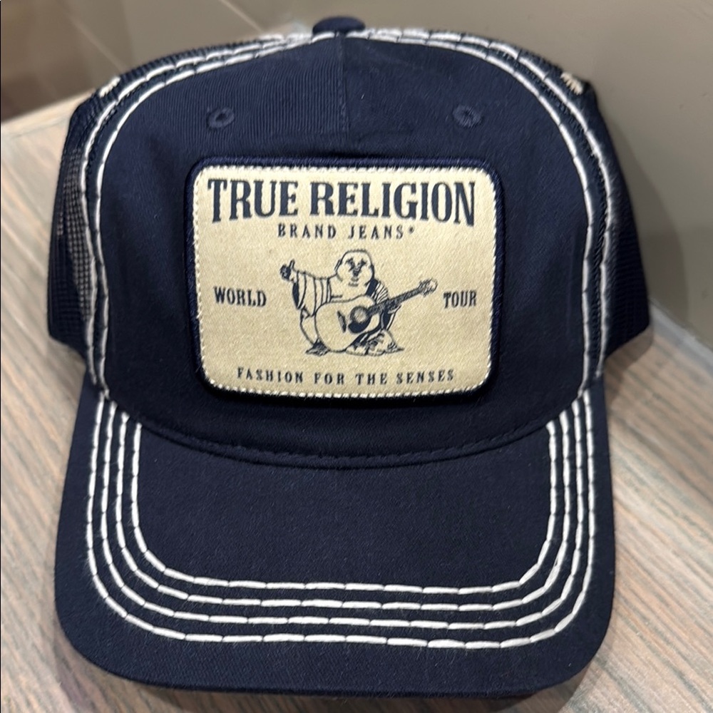 True Religion Black and Cream Cap with Patch